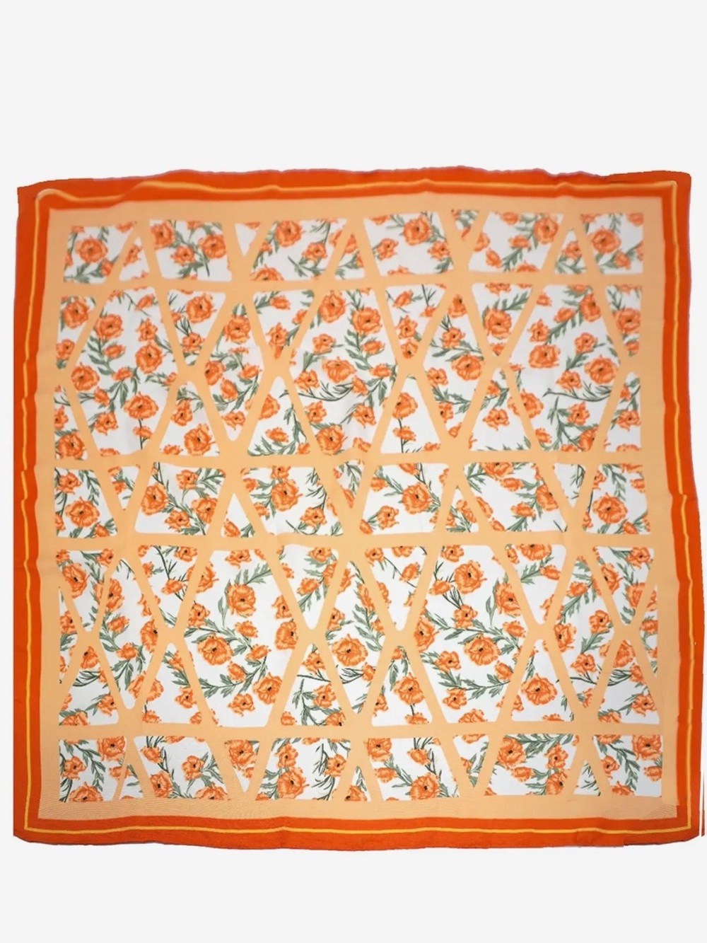 Orange Floral Print Scarf